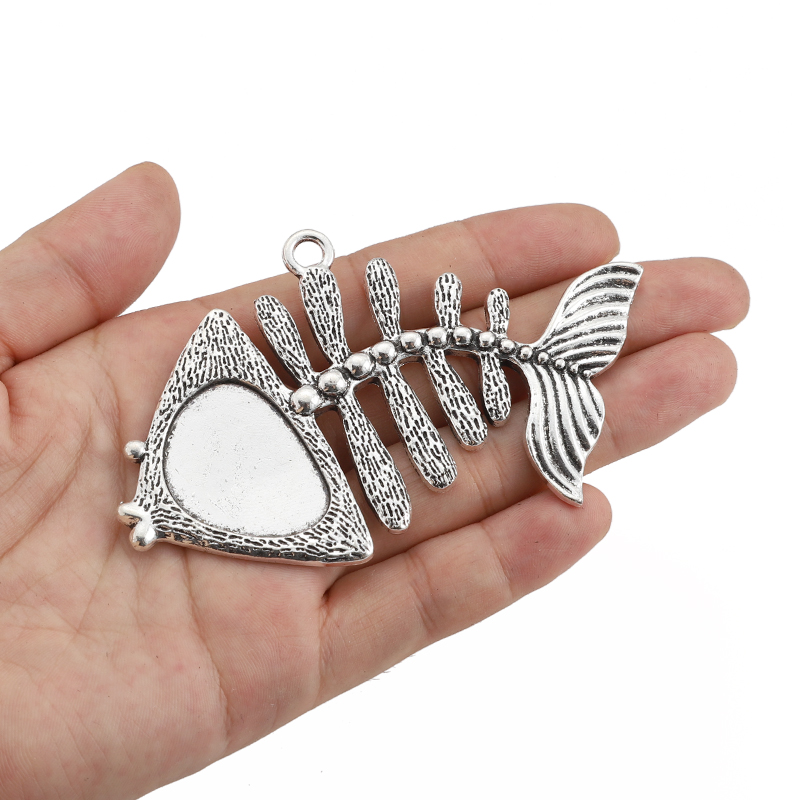 Bezels Set Pendant - Pendentif Tibétain en Argent avec Grand
