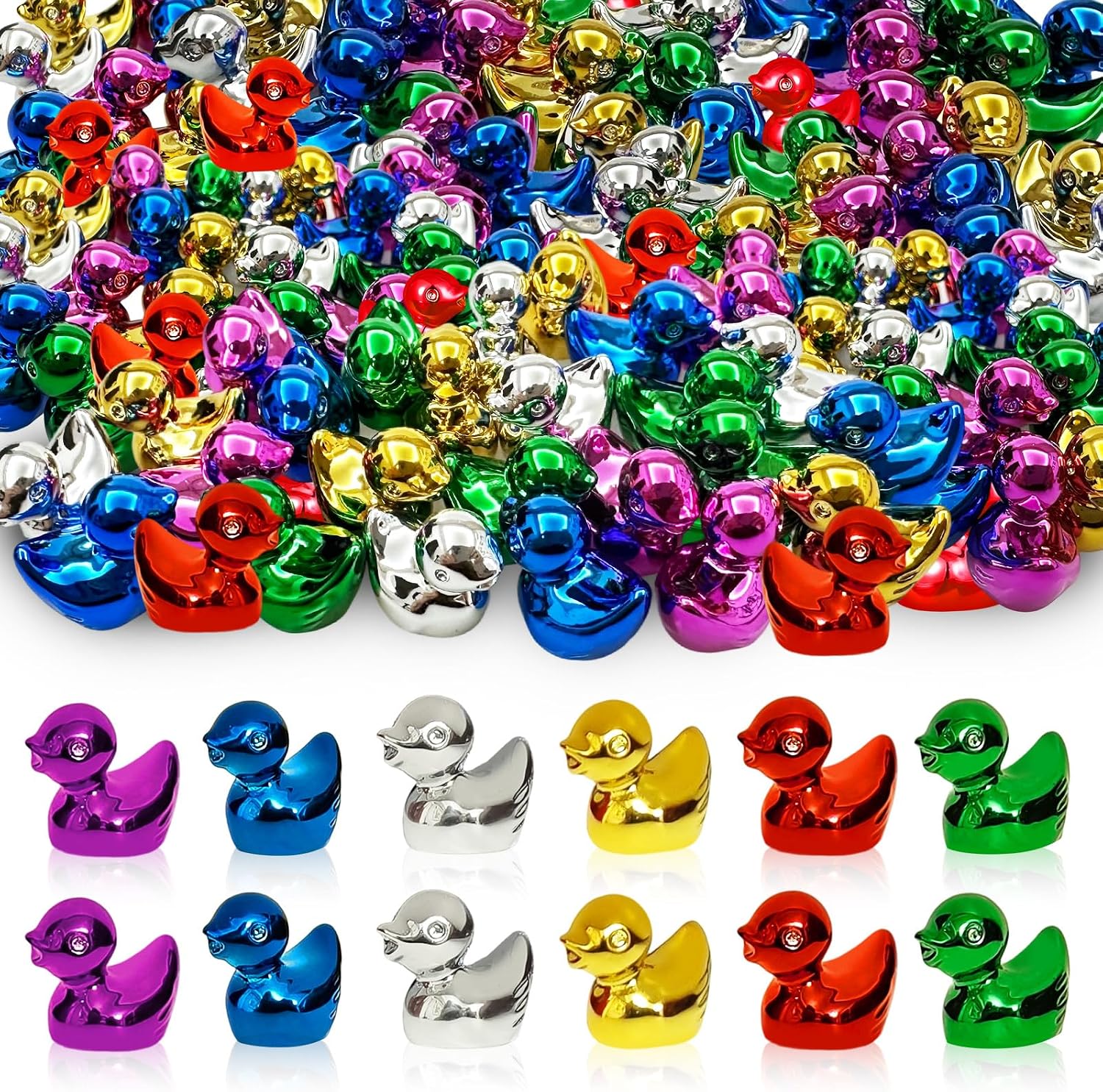 Crafting Resin - 40 mini-canards colorés électroplaqués, figurines d'animaux